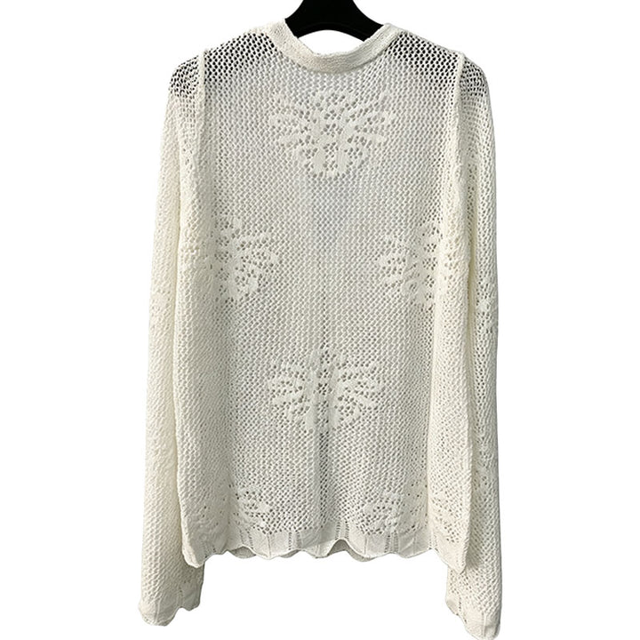 V-neck cutout knit cardigan