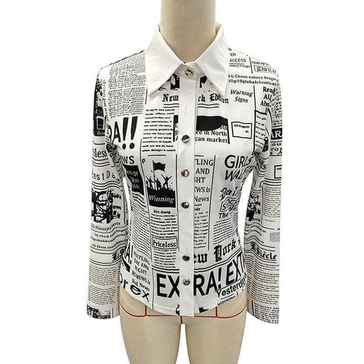 Street style collared button-down long-sleeved shirt