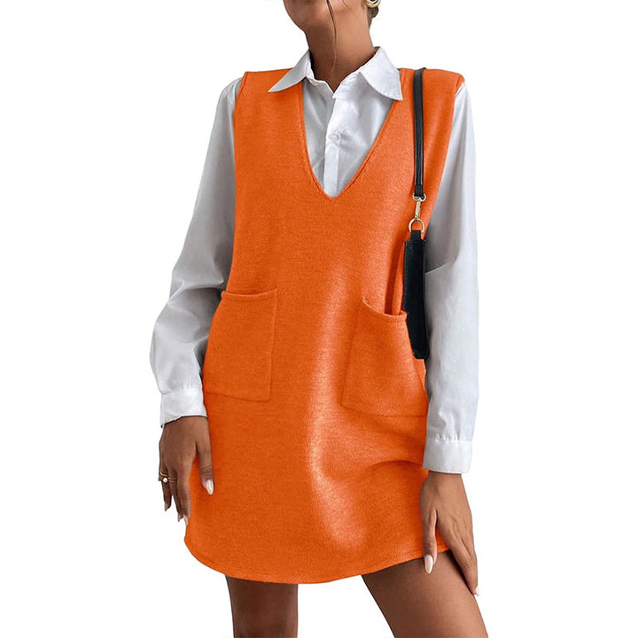 Loose V-neck pinafore dress