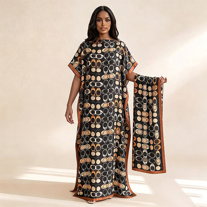 Geometric print beach shawl and dress