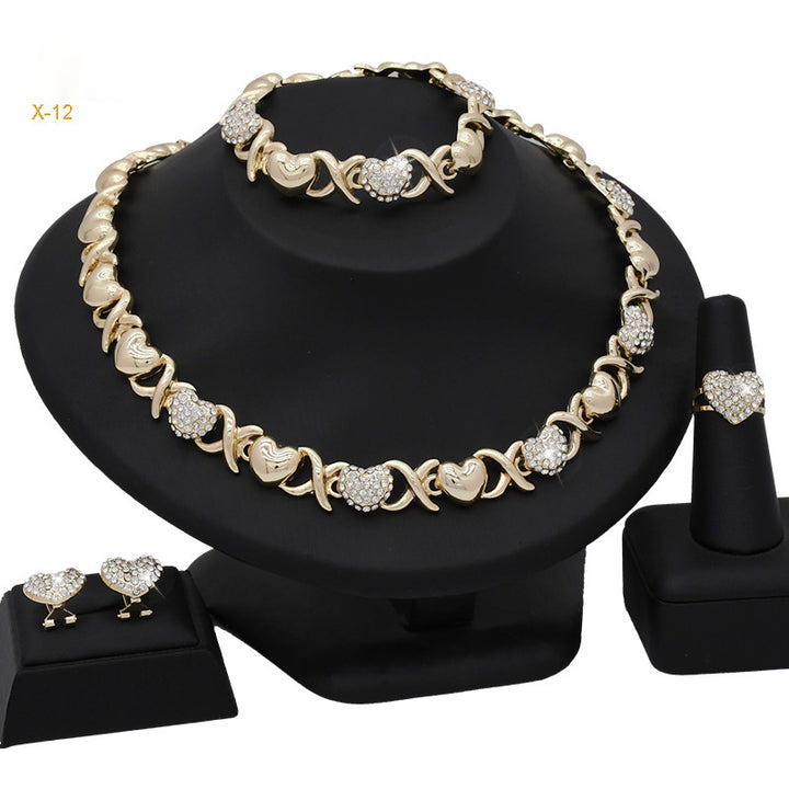 Romantic Heart Rhinestone Jewelry Set
