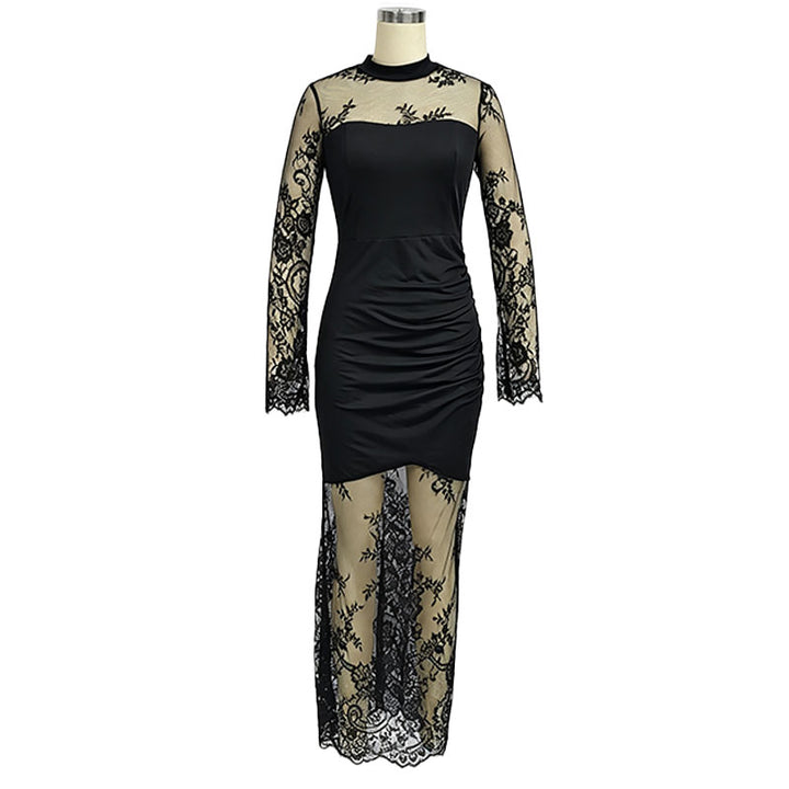 Floral Mesh and Lace Panel Dress