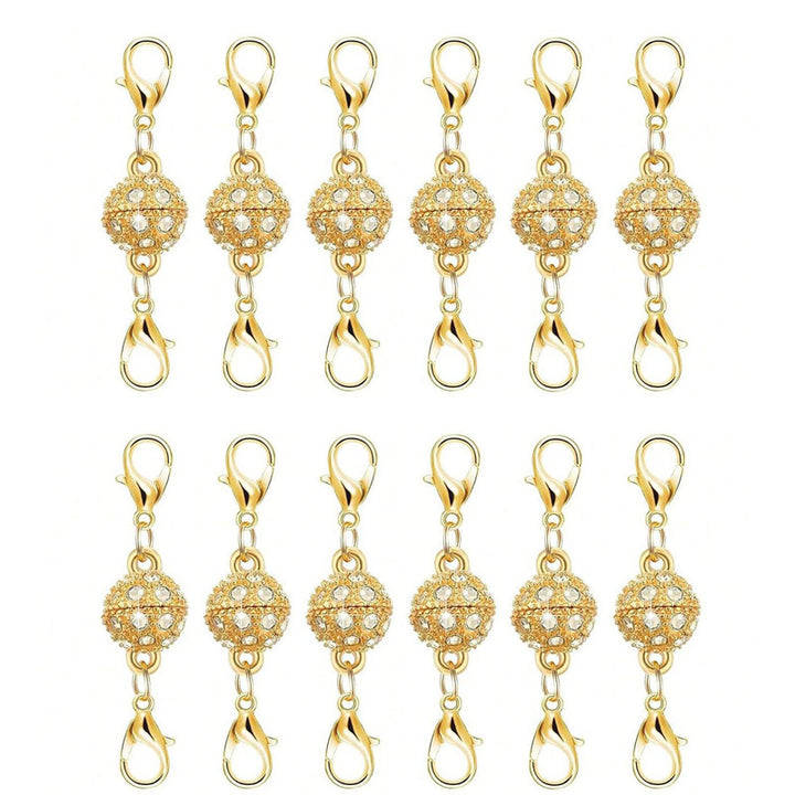 Magnetic diamond-encrusted ball jewelry clasp set
