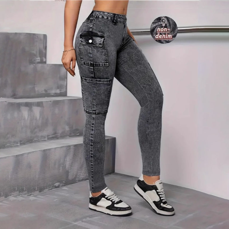 Stretch denim printed jeans