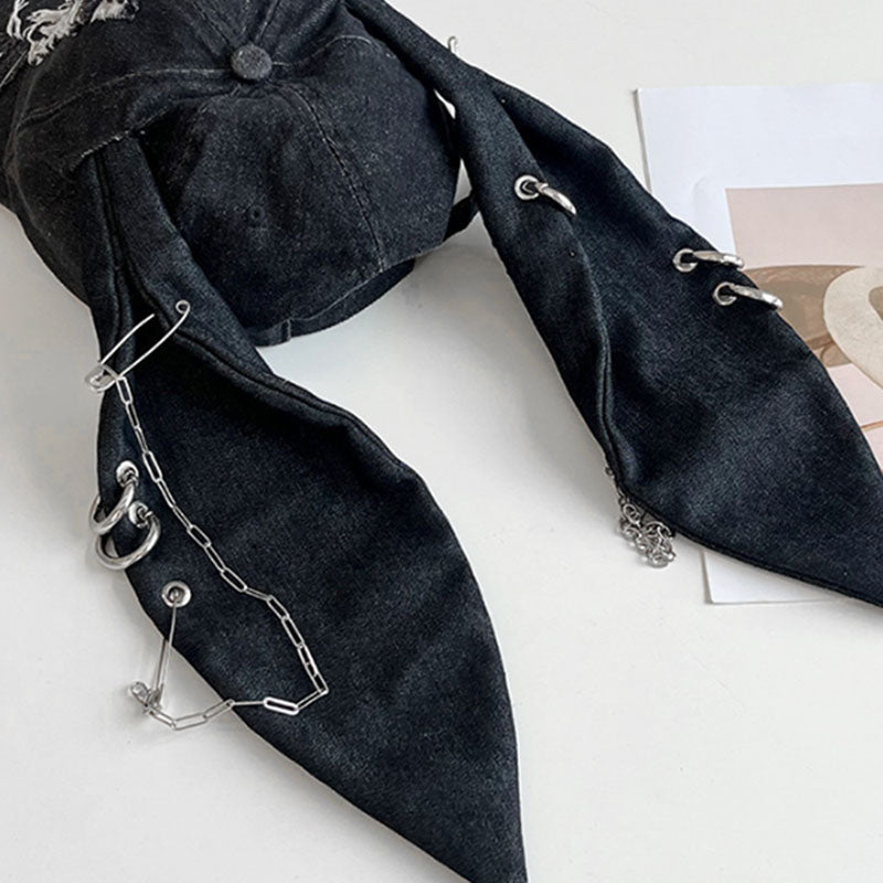 Ripped denim animal ear street style hat