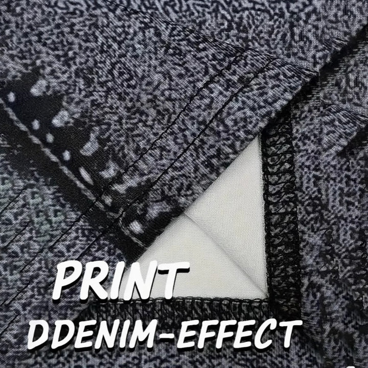 Stretch denim printed jeans