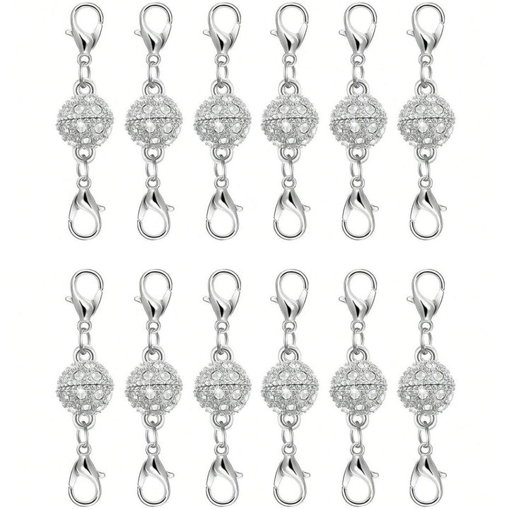 Magnetic diamond-encrusted ball jewelry clasp set