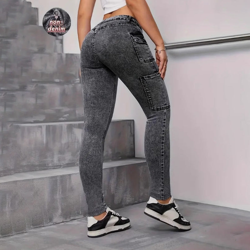 Stretch denim printed jeans