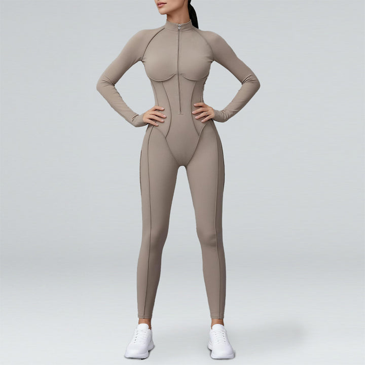 High-Neck Zippered Long-Sleeved Bodysuit