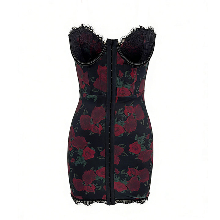 Strapless leopard print bodycon dress