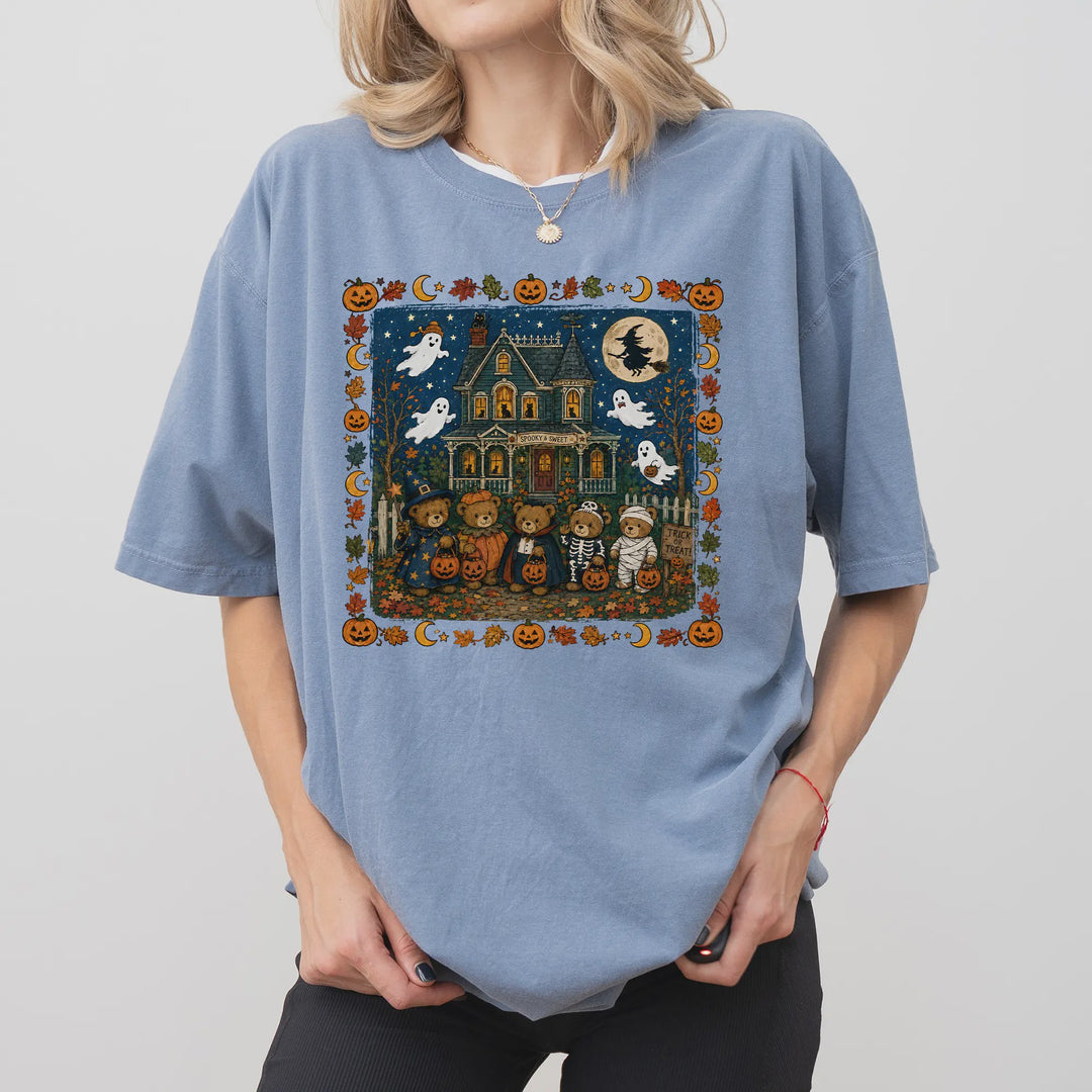 Retro Trick or Treat Bear Halloween T-shirt
