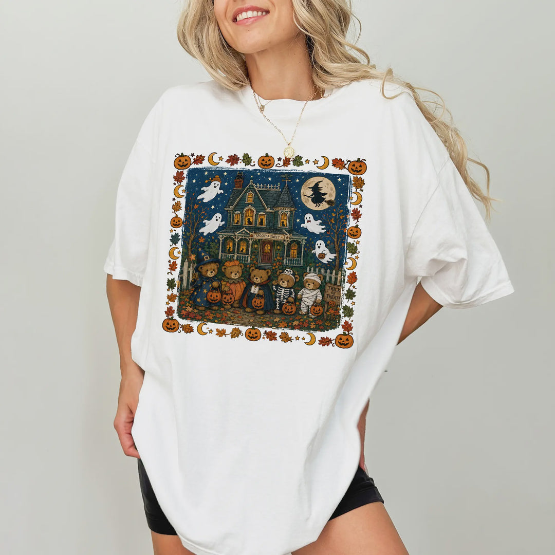 Retro Trick or Treat Bear Halloween T-shirt