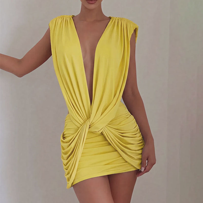Ruched Crisscross Twist Slim-Fit Dress