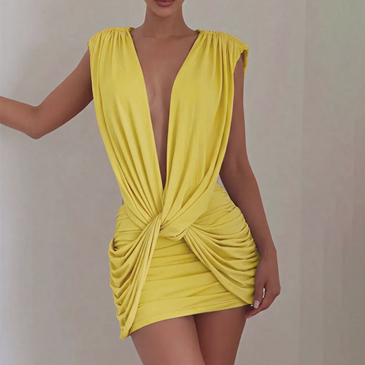 Ruched Crisscross Twist Slim-Fit Dress