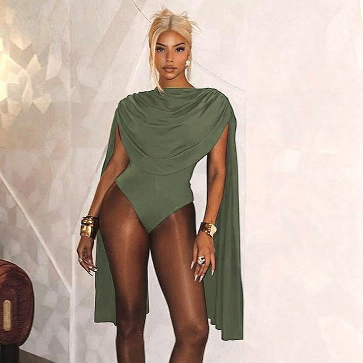 Stacked draped shawl bodysuit