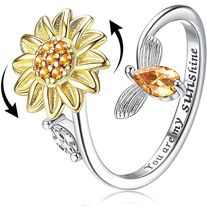 Rotating Sunflower Adjustable Ring