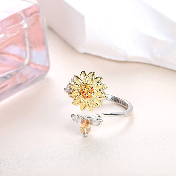 Rotating Sunflower Adjustable Ring