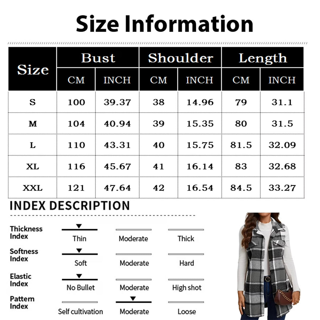 Women's collared plaid sleeveless vest