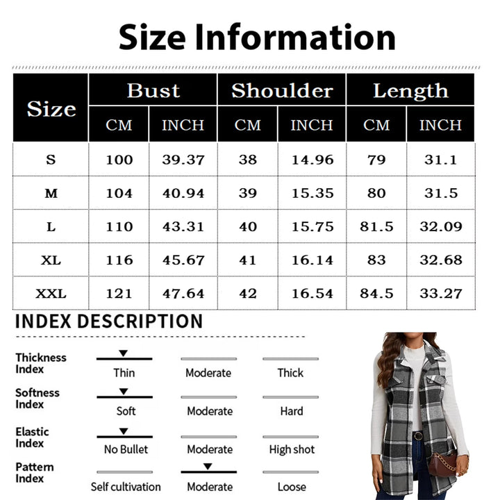 Women's collared plaid sleeveless vest