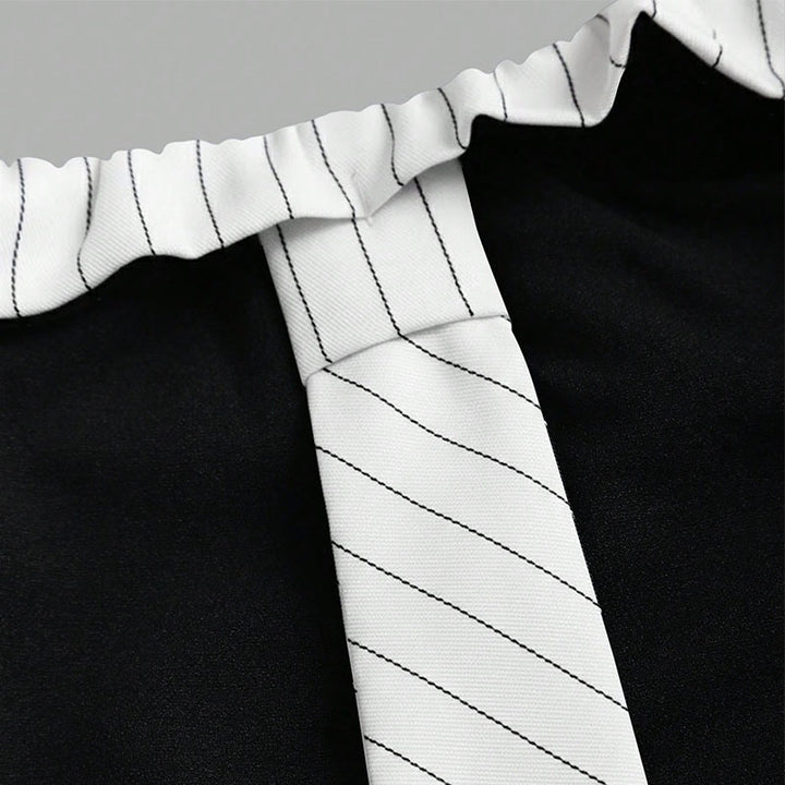 Off-shoulder color-blocked striped long-sleeved top