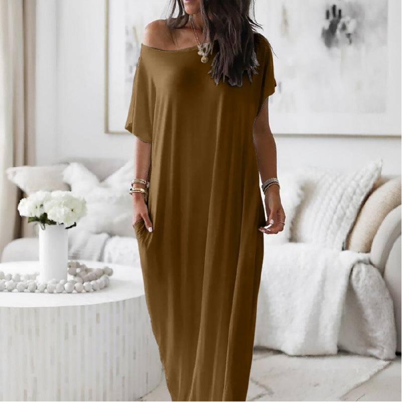 Oversized Asymmetric Off-Shoulder Casual Dress