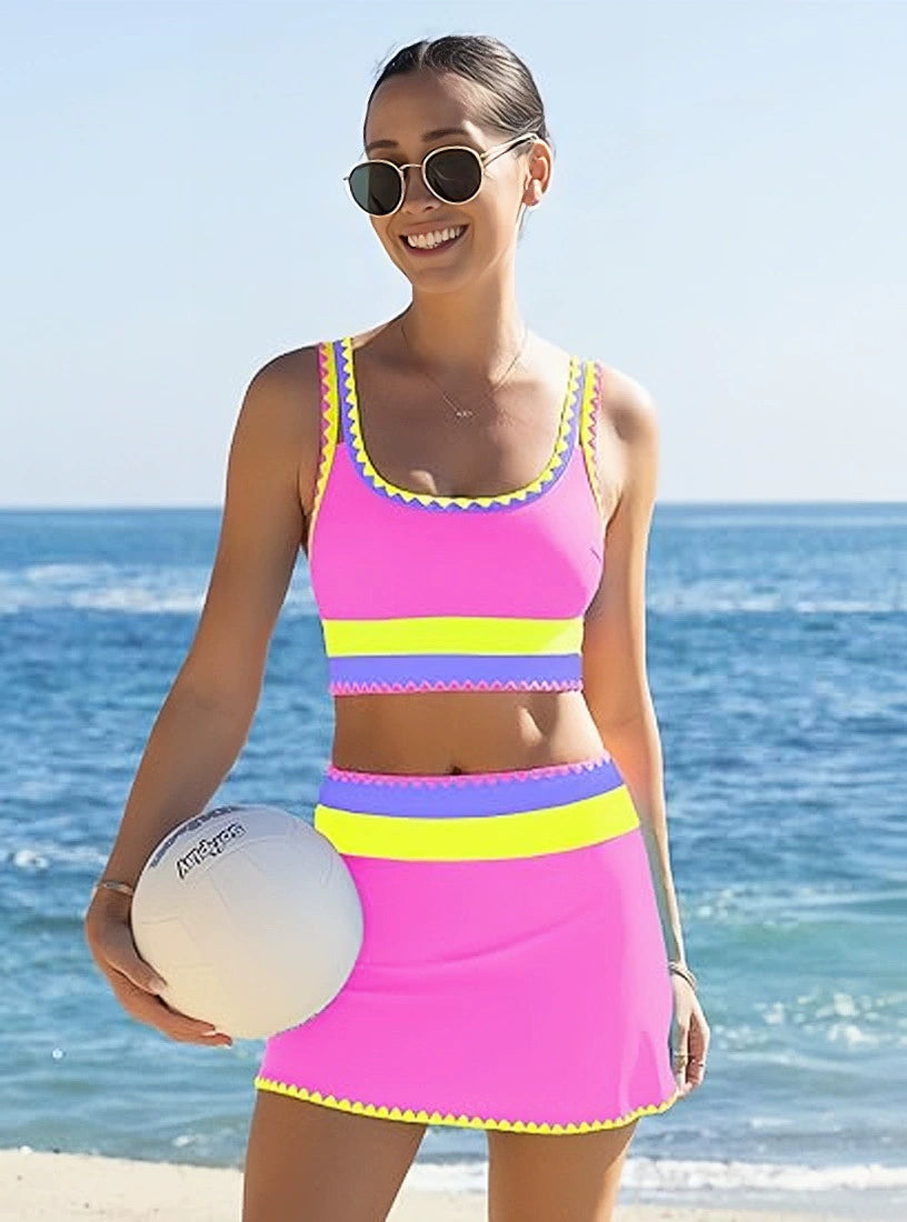Vibrant Colorblock 3-Piece Sporty Swim Set