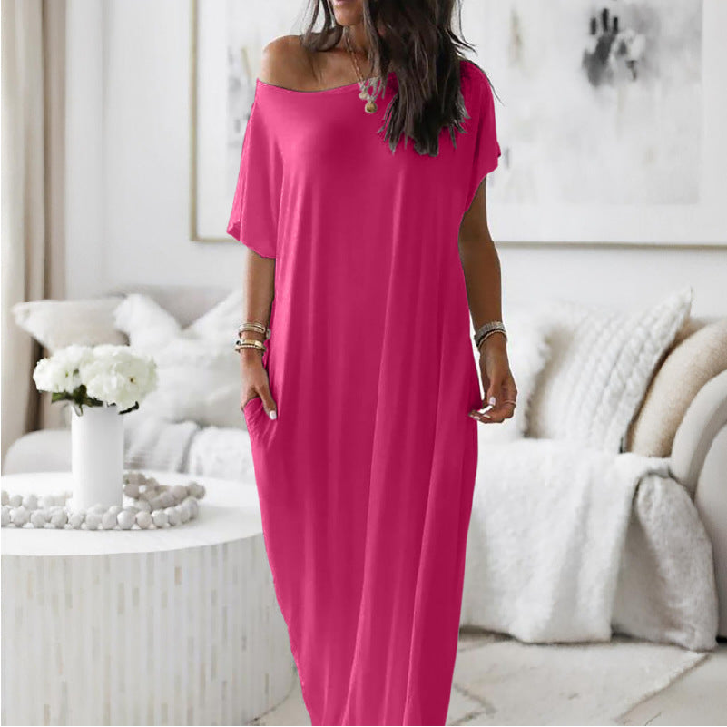 Oversized Asymmetric Off-Shoulder Casual Dress – Solastara