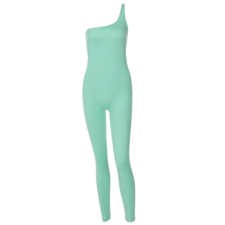 One-Shoulder Solid Sculpt Fit Jumpsuit