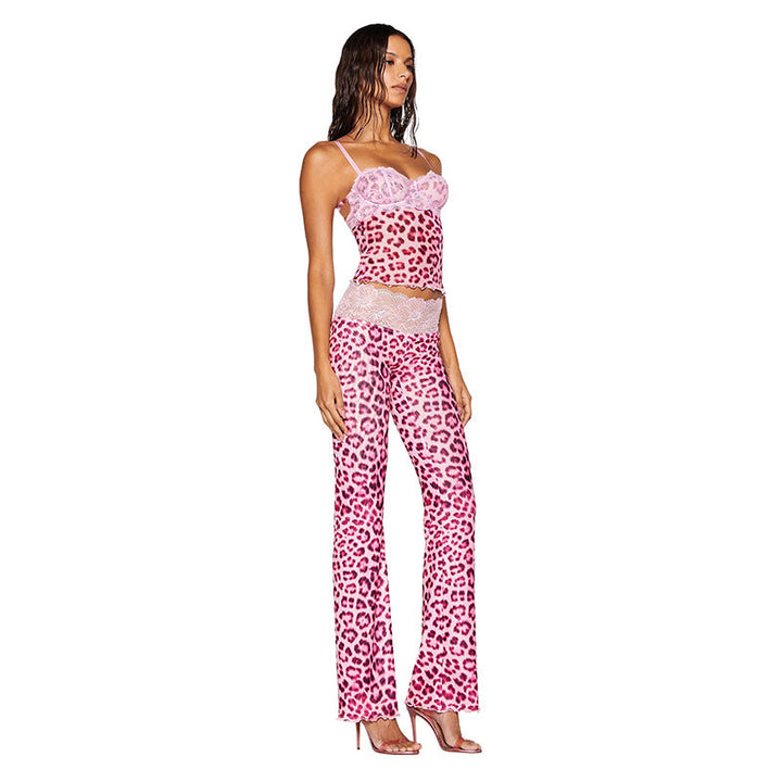Lace leopard print set