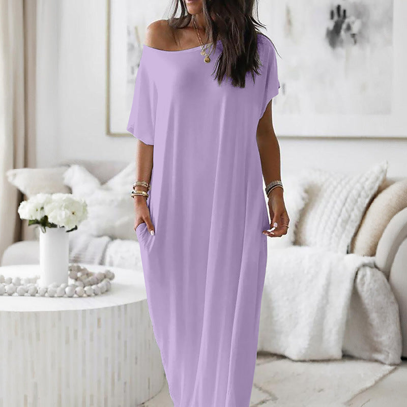 Oversized Asymmetric Off-Shoulder Casual Dress