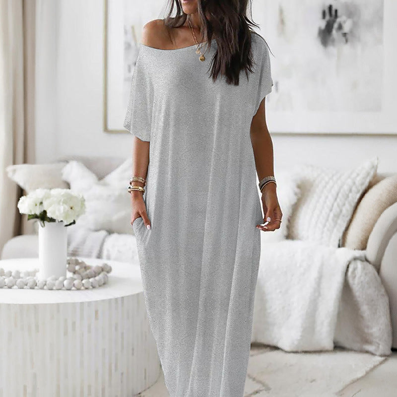 Oversized Asymmetric Off-Shoulder Casual Dress