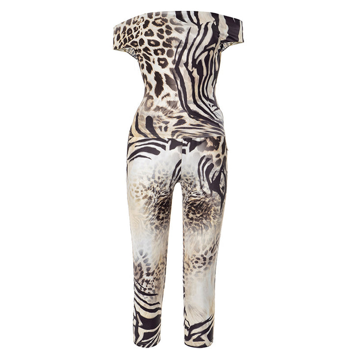 Wild Animal Print Off-Shoulder Two-Piece Set