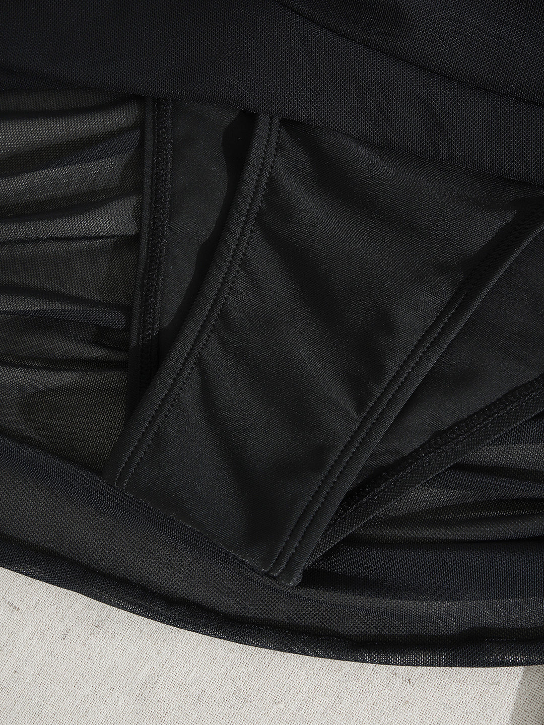 One-Shoulder Mesh Cutout Ruched Swim Dress