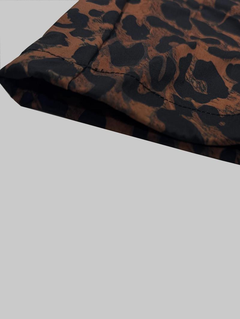 Leopard Print Cargo Wide Leg Pants
