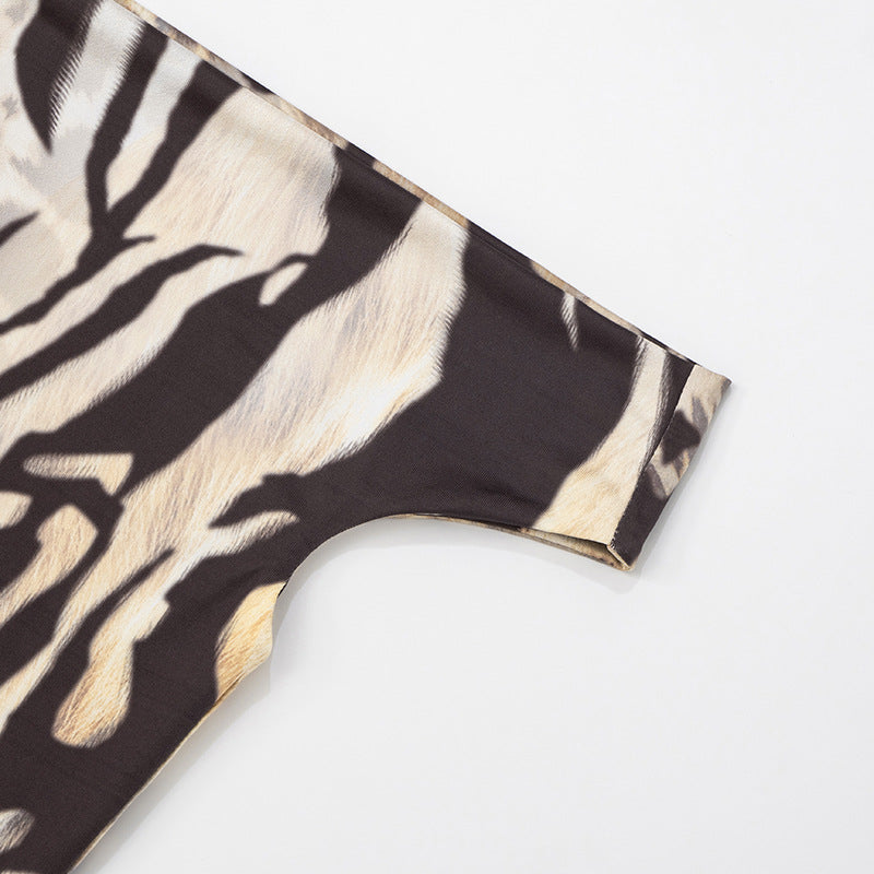 Wild Animal Print Off-Shoulder Two-Piece Set