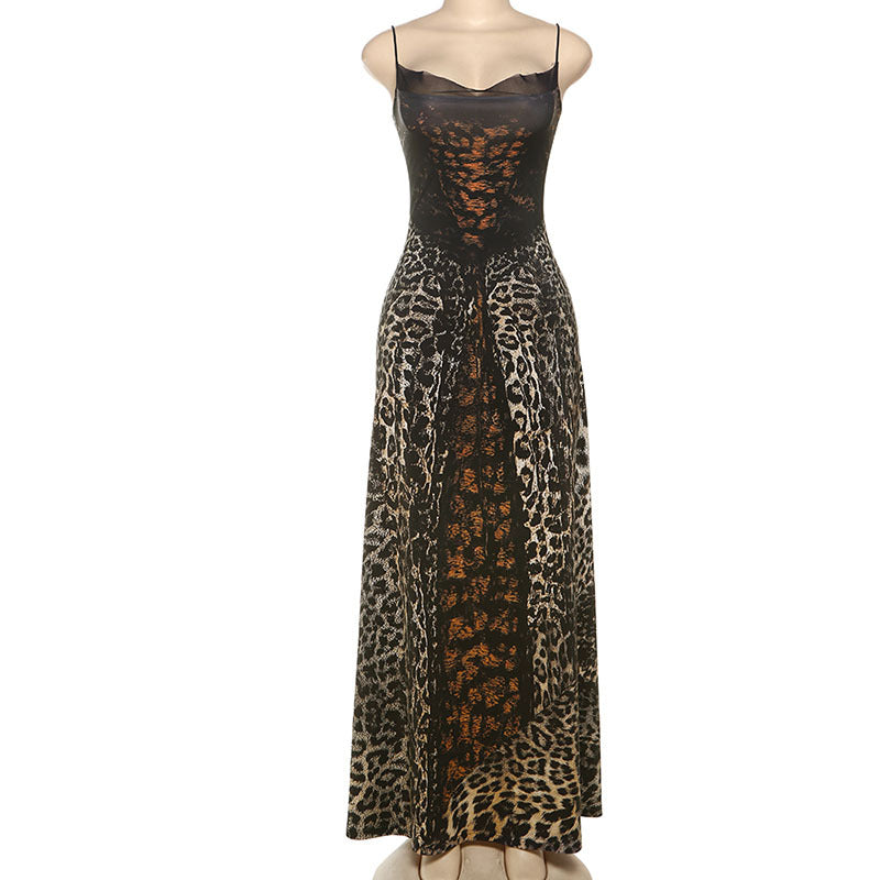 Wild Allure Leopard Mesh Maxi Dress