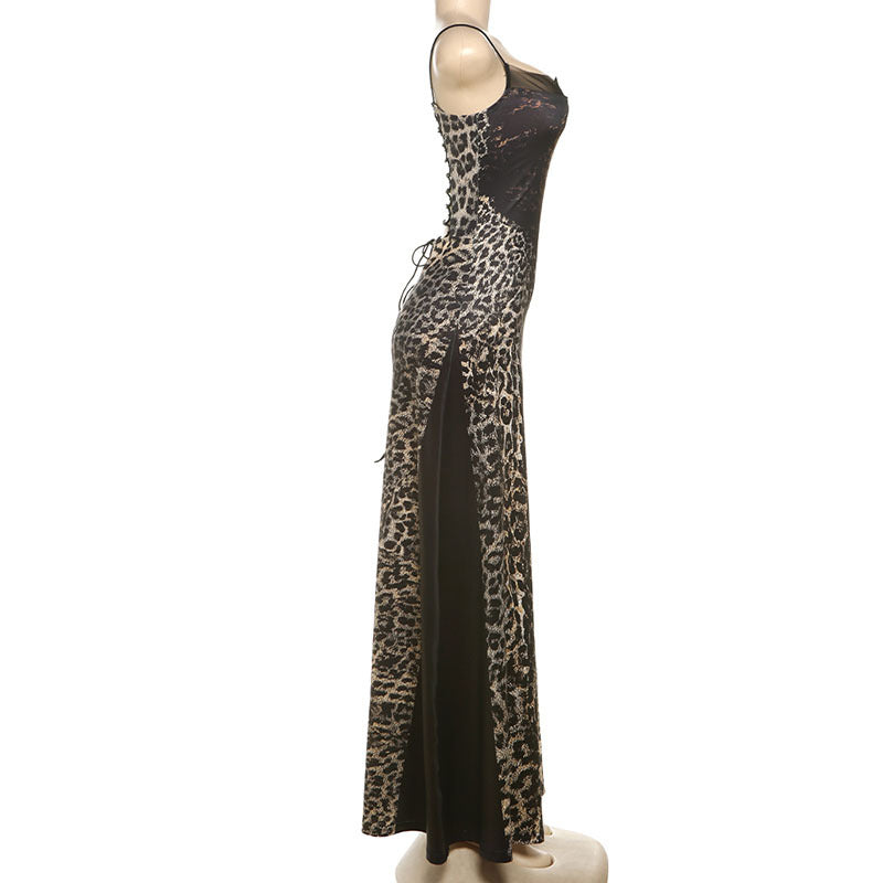 Wild Allure Leopard Mesh Maxi Dress