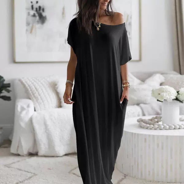 Oversized Asymmetric Off-Shoulder Casual Dress