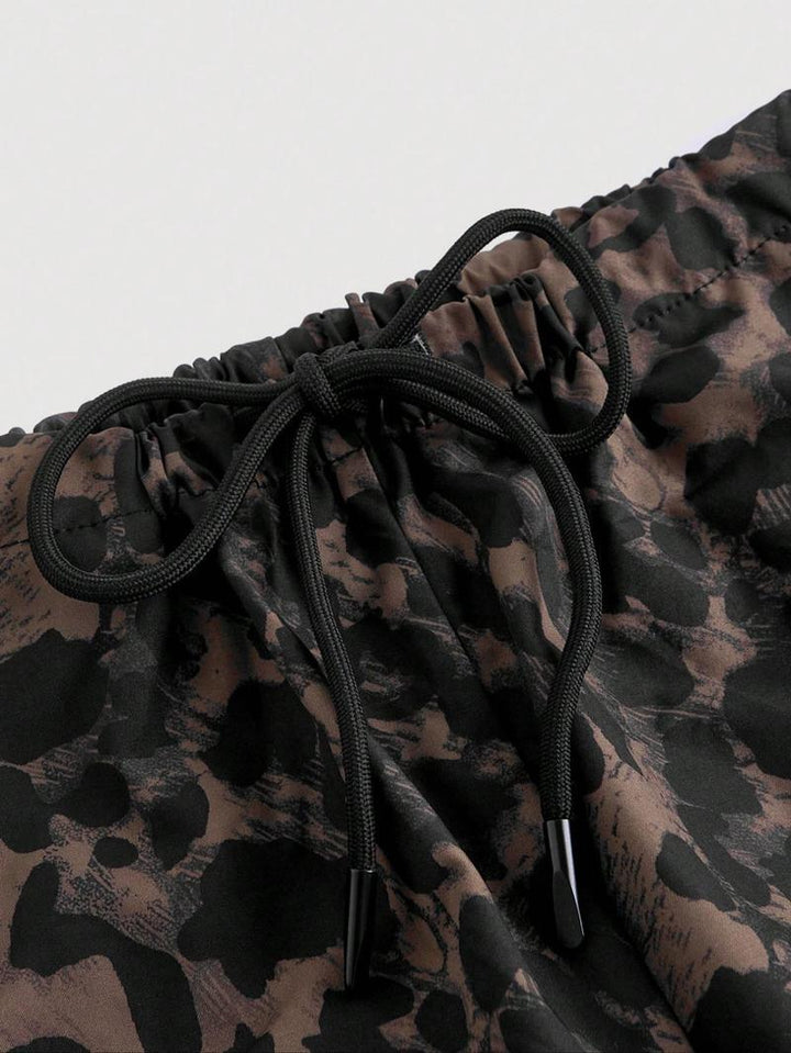 Leopard Print Cargo Wide Leg Pants