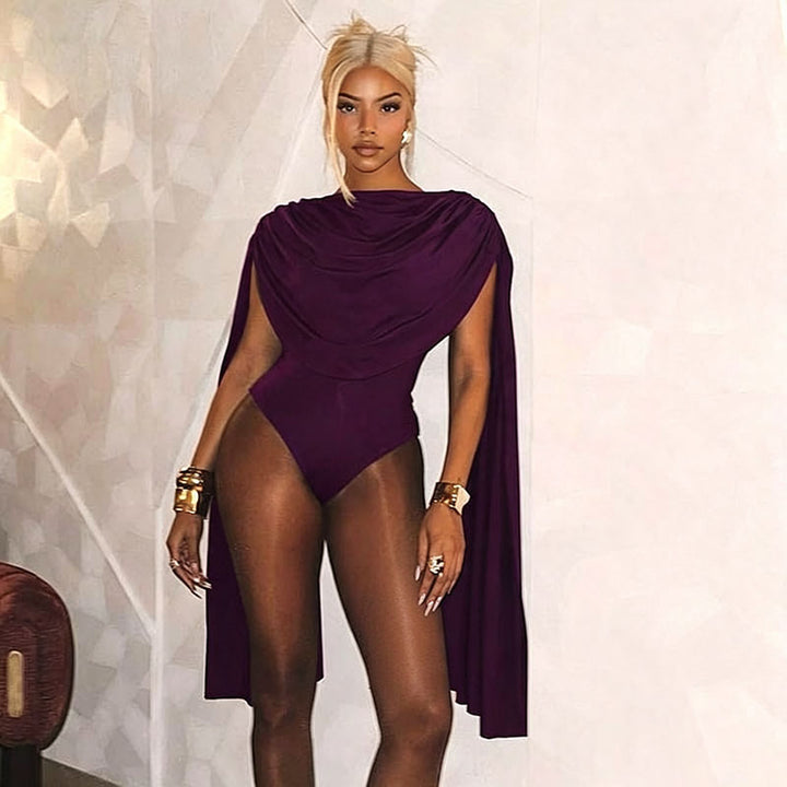 Stacked draped shawl bodysuit