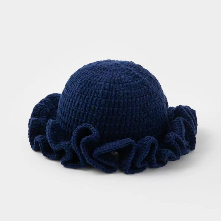 Multi-layered ruffled hand-crocheted hat