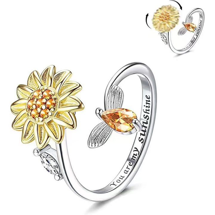 Rotating Sunflower Adjustable Ring