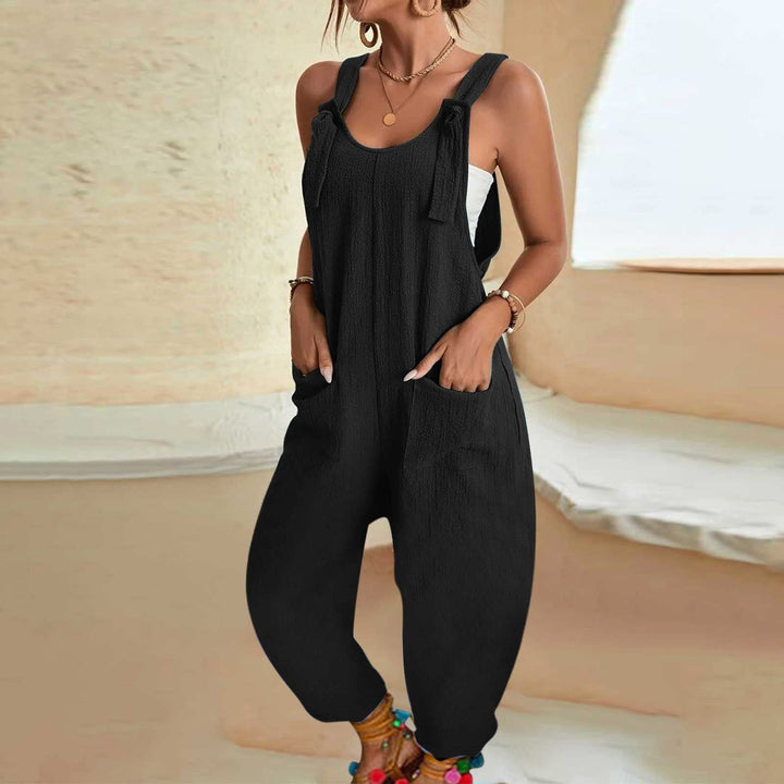 Lace-up loose sleeveless overalls