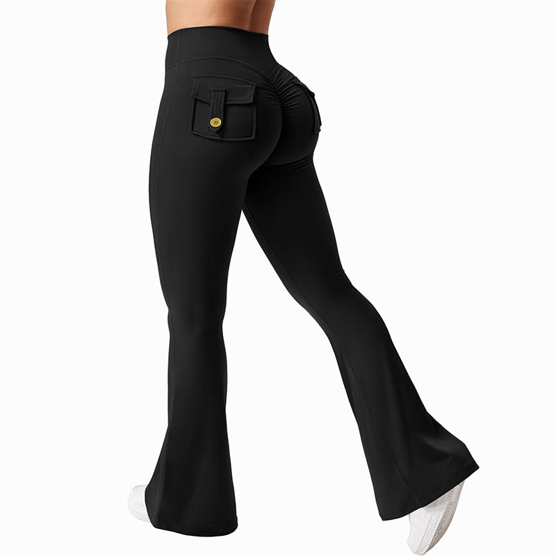 High-waisted, butt-lifting, slight-flare yoga pants