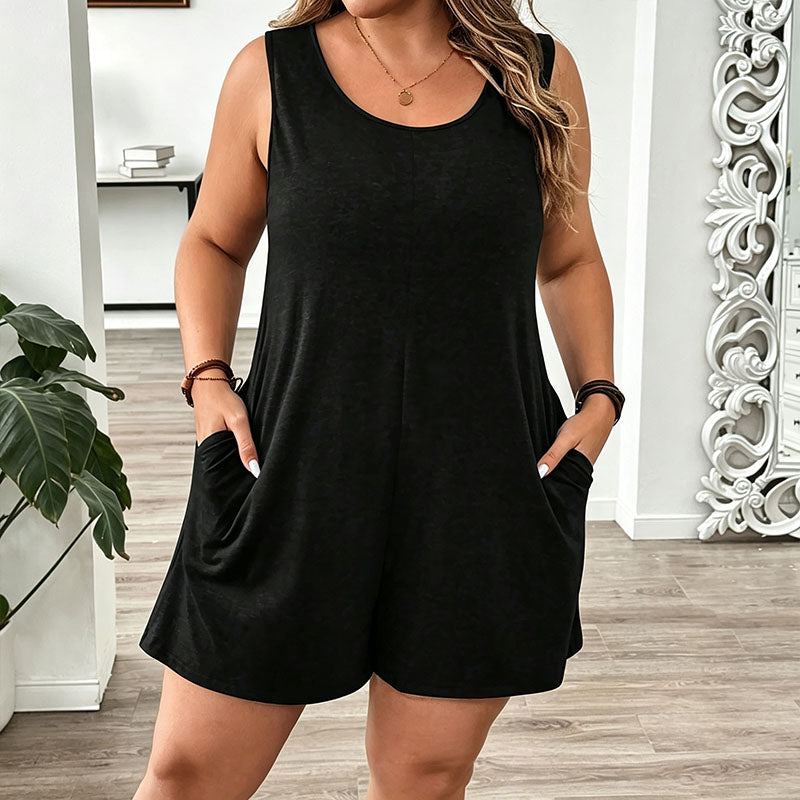 Loose sleeveless pocket jumpsuit