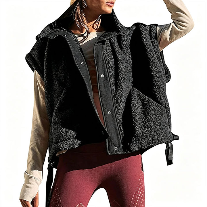 Sleeveless Stand-Collar Plush Warm Jacket
