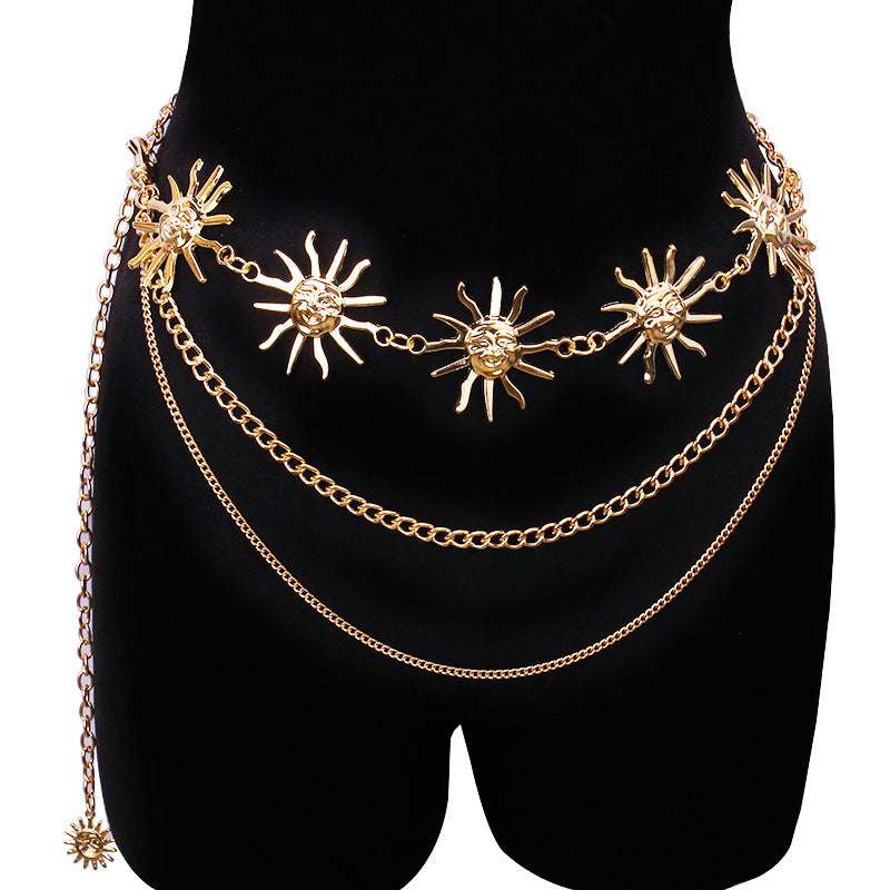 Vintage sun-and-moon style waist chain