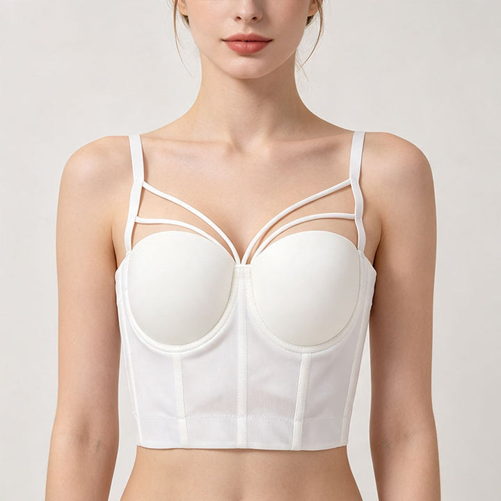 Cropped, backless, spaghetti-strap corset top