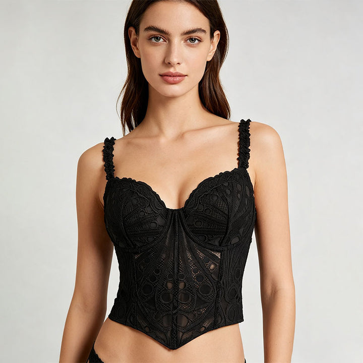 Sweetheart-neck lace corset camisole