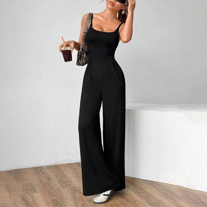 Spaghetti-strap open-back wide-leg jumpsuit
